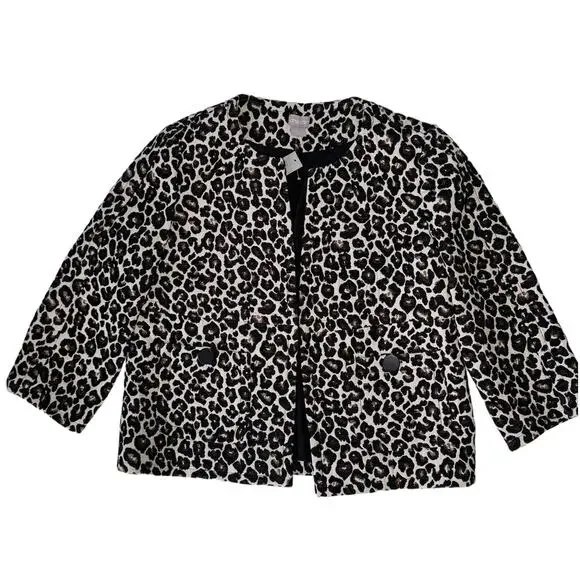 Chicos Modern Jacquard Animal Print Jacket Size Medium Cropped Sleeves BNWT - Picture 4 of 13